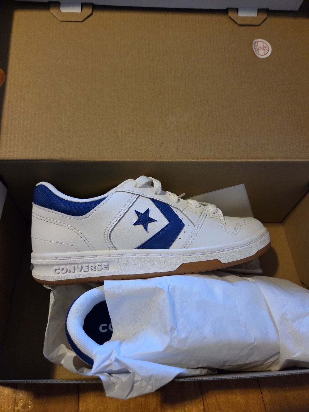 Converse Kids' White & Blue Low Top Sneakers